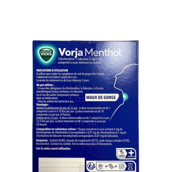 Vicks - Vorja Menthol Maux de gorge 5mg/1mg - 24 comprimés