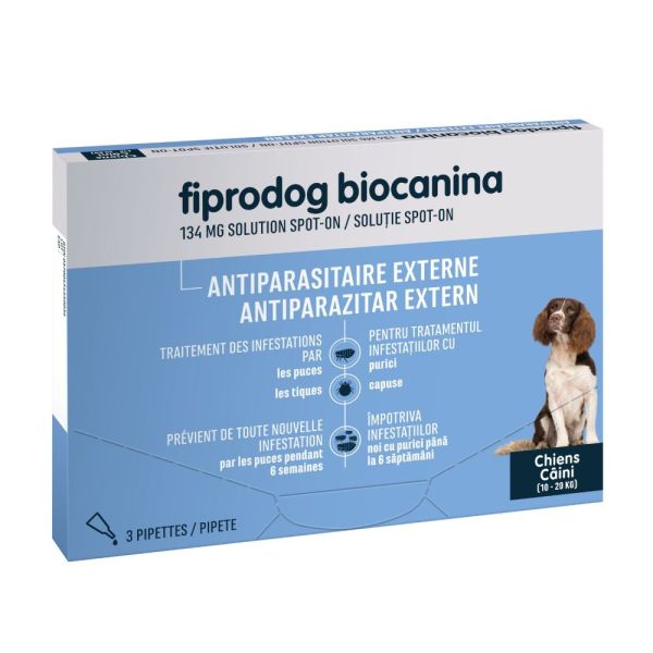 Biocanina - Fiprodog moyen chien 10-20kg - 3 pipettes