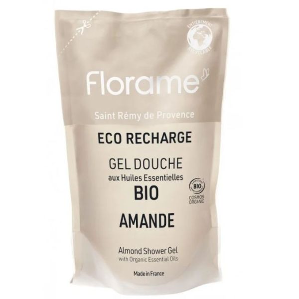 Florame - éco recharge gel douche aux HE BIO amande - 700mL