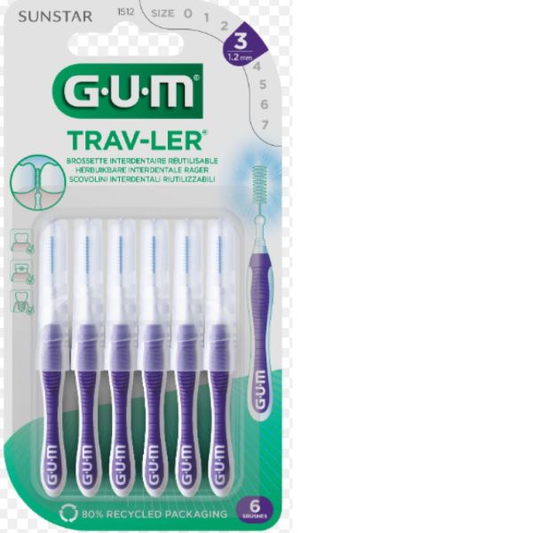 Gum - Brossettes Interdentaires Trav-ler 1,2mm - 6 brossettes