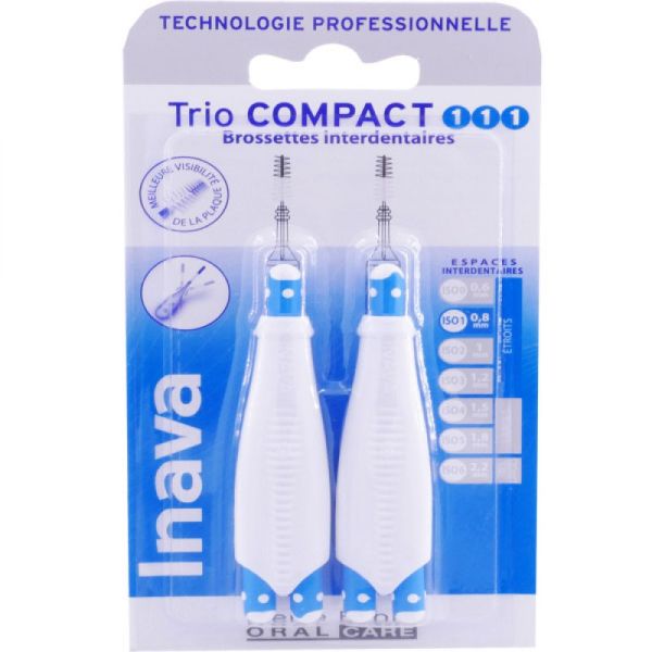 Inava - Trio compact bleu brossettes interdentaires - N°1 Étroits 0.8 mm