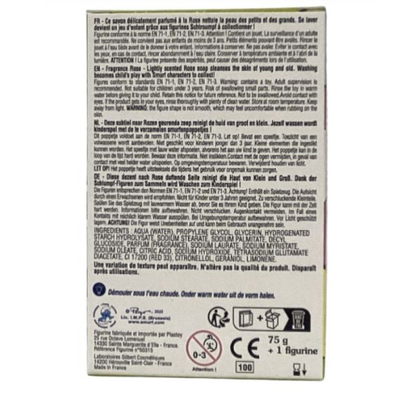 Le comptoir du bain - Les schtroumpfs savon parfumé rose + 1 figurine bricoleur  - 80g