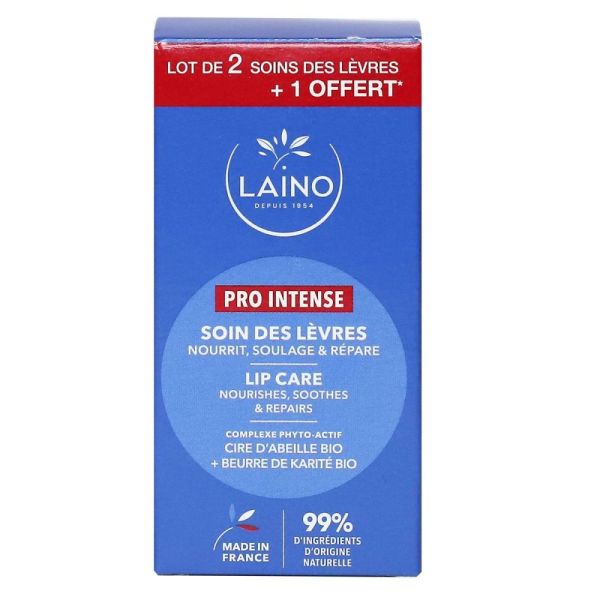 Laino - Pro Intense Soin des Lèvres - Lot de 3 x 4 g dont 1 Offert