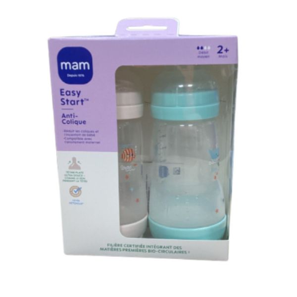 MAM - Biberons Easy Start 260 ml 2 Mois Débit 2 - 2 biberons
