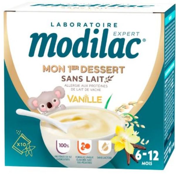 Modilac - Mon 1er dessert sans lait goût vanille - 10x18.6g