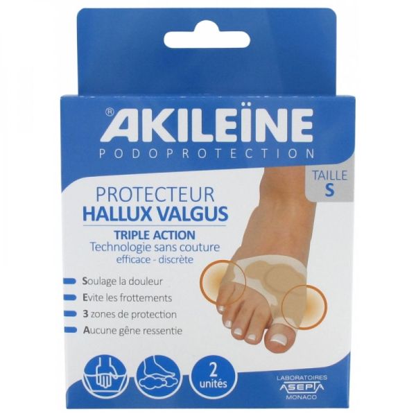 Akileïne - Protecteur Hallux valgus Triple action - 2 unités taille S