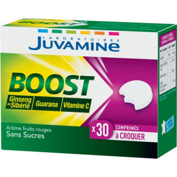 Juvamine - Boost - Ginseng, Guarana, Vitamine C - 30 comprimés à croquer