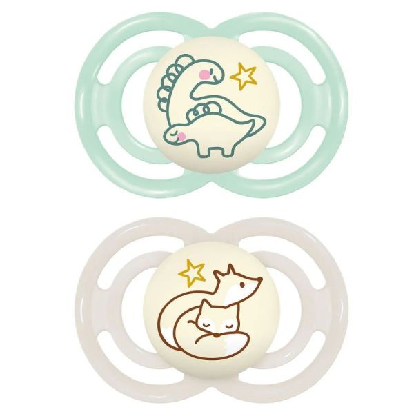 Mam - Sucette Perfect Nuit 2mois+ Mouton et girafe - 2 sucettes