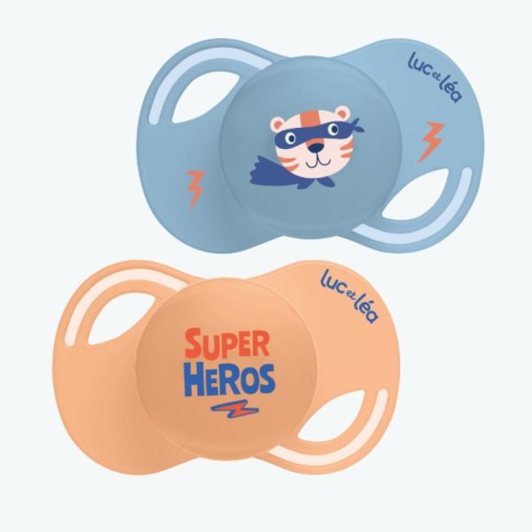 Luc et Léa - Duo de sucettes anatomiques extra-fines – Super-héros - +18 mois