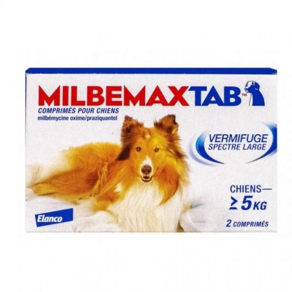 Elanco - Milbemaxtab vermifuge spectre large chiens - 2 comprimés