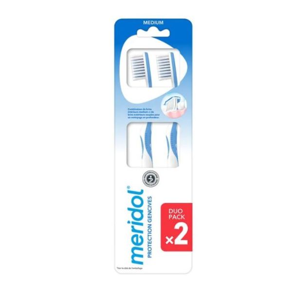Meridol - Brosse à dents Protection gencives medium - 2 unités