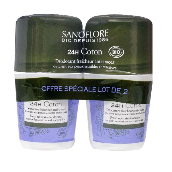 Sanoflore - Déodorant 24 h Coton - 2 x 50 ml