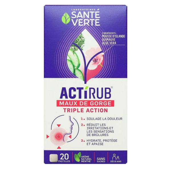 Santé Verte - Actirub maux de gorge - 20 pastilles