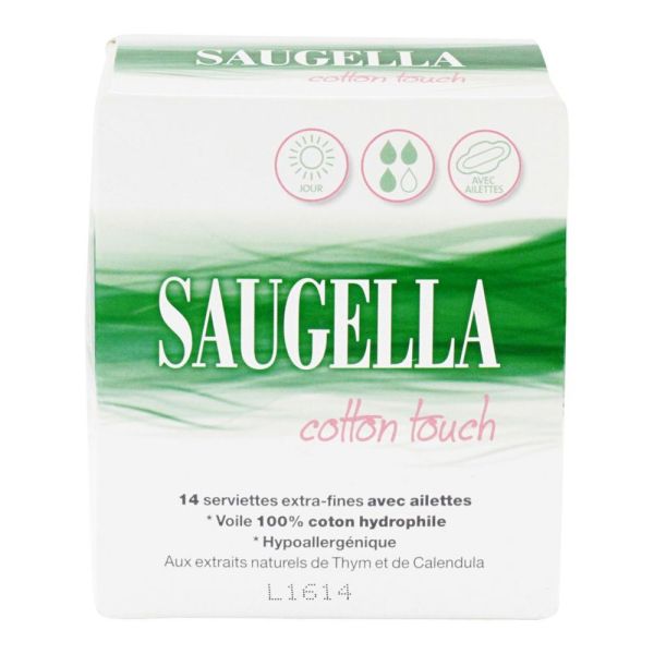 Saugella - Serviettes extra-fines avec ailettes Jour - 14 serviettes