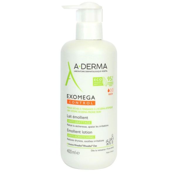 A-Derma - Lait émollient anti-grattage Exomega control - 400 ml