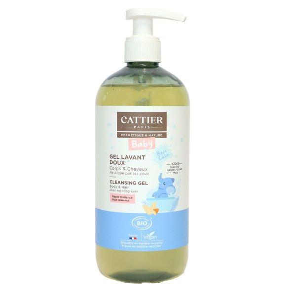 Cattier - Baby Gel lavant doux visage corps et cheveux peau sensible - 500ml