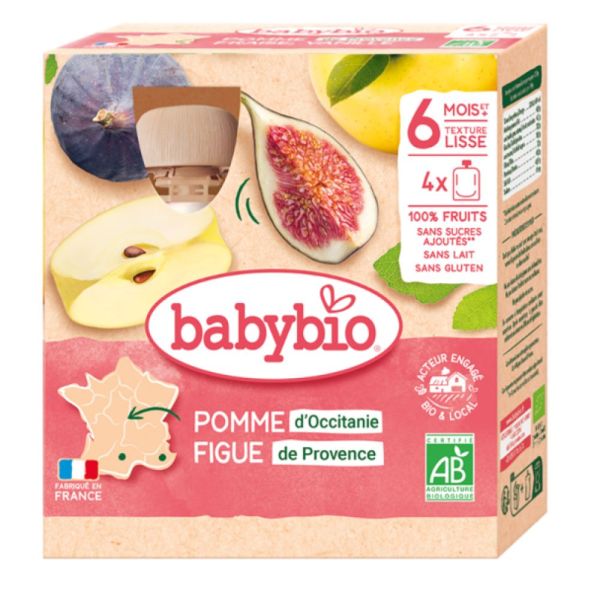 Babybio - Gourdes Pomme Figue - Dès 6 Mois - 4x90g