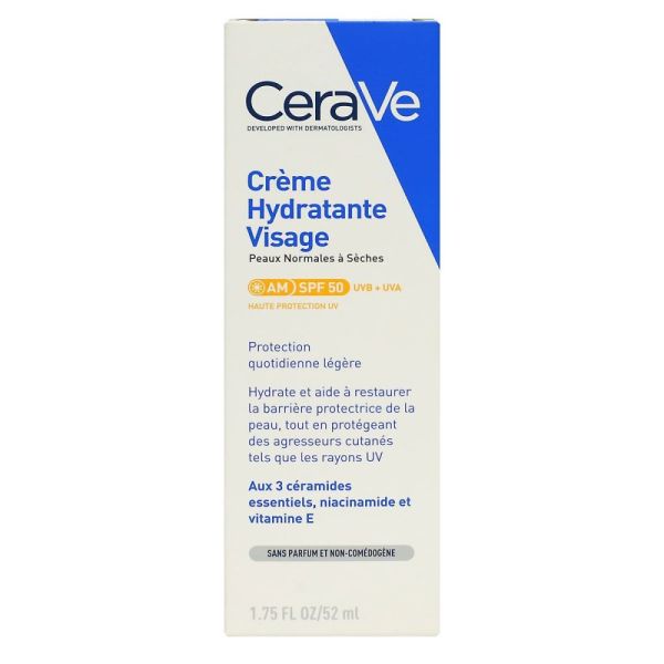 Cerave - Crème hydratante visage SPF50 - 52ml
