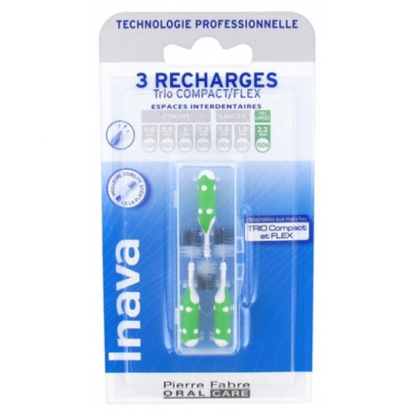 Inava - Brossettes interdentaires 3 recharges vert - Très larges 2.2 mm