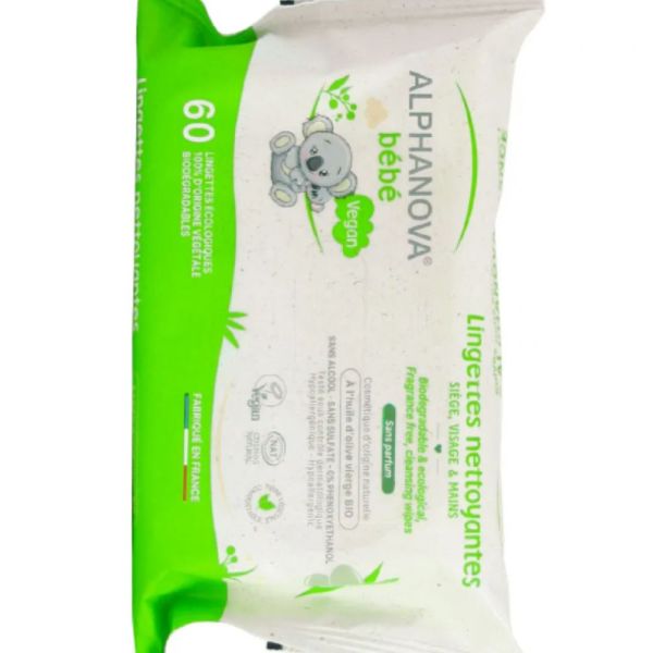 Alphanova - Lingettes bébé bio - 60 lingettes