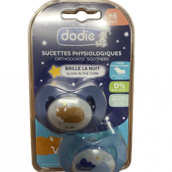 Dodie - Sucettes physiologiques nuit +6mois - lot de 2