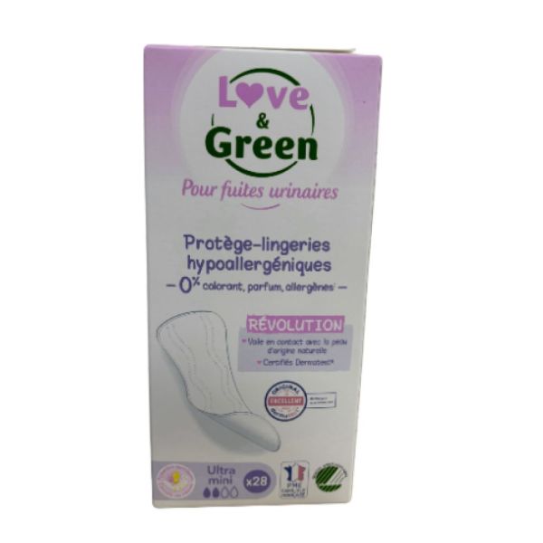 Love & Green - Serviettes Hypoallergéniques Fuites Urinaires Ultra Mini - (x28)