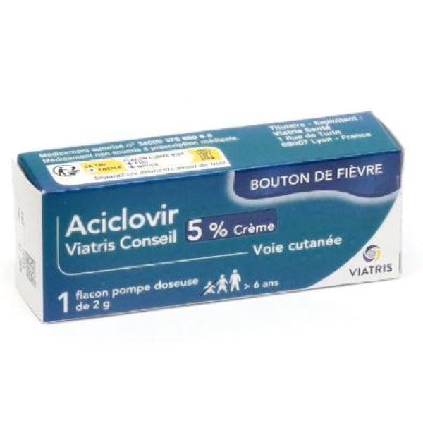 Viatris - Aciclovir 5% crème - Flacon pompe 2g