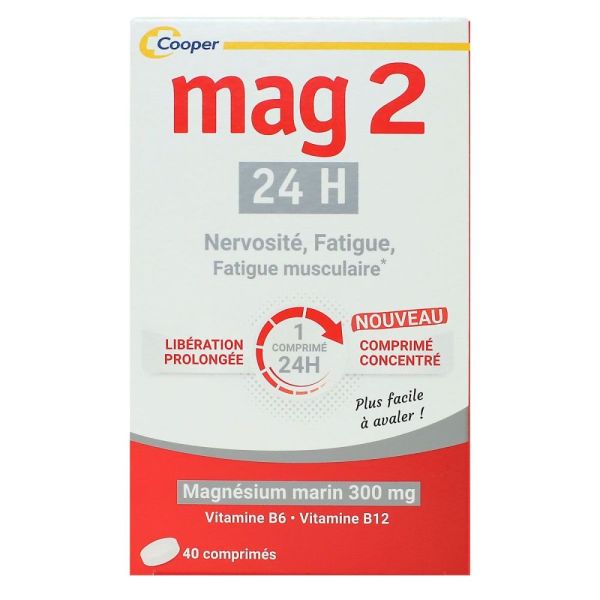 Cooper - Mag 24h Magnésium marin nervosité, fatigue - 40 comprimés