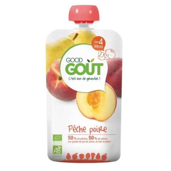 Good Goût - Gourde de fruit pêche poire dès 4 mois - 120 g