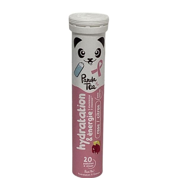 Panda Tea- hydratation & énergie Rose/Citron - 20 pastilles à diluer sans sucres