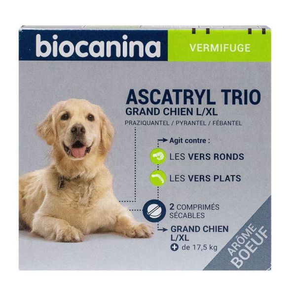 Ascatryl trio grand chien vermifuge -  2 comprimés