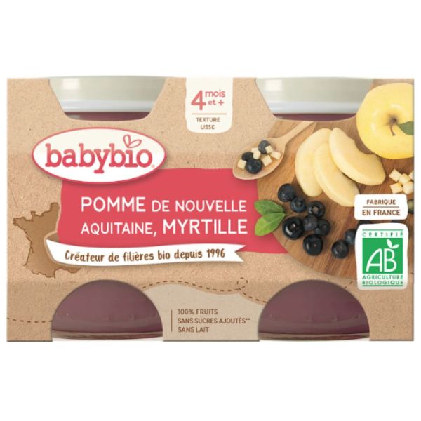 Babybio - Pomme d'Aquitaine Myrtille - dès 4 mois - 2x130g