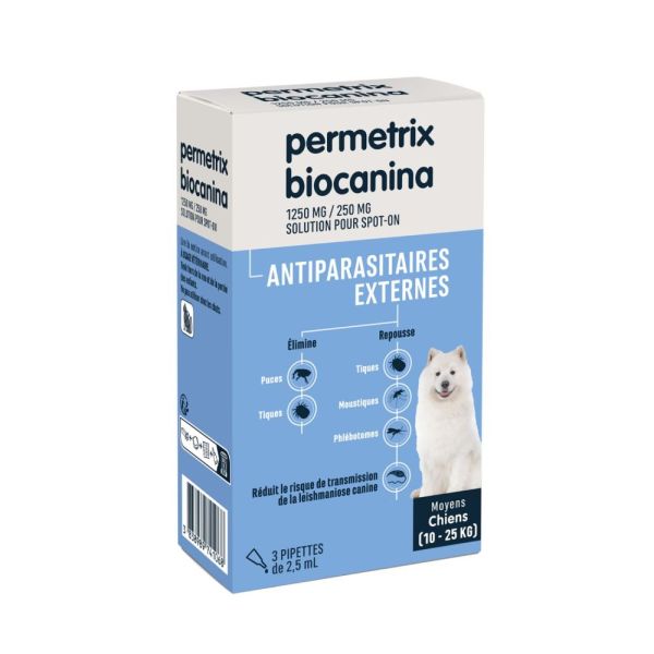 Biocanina - Permetrix antiparasitaires externes moyens chiens - 3x2.5ml