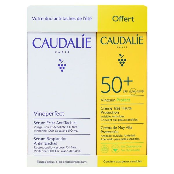 Caudalie - Sérum vinoperfect 30mL+ crème solaire 50+ vinosun 25mL
