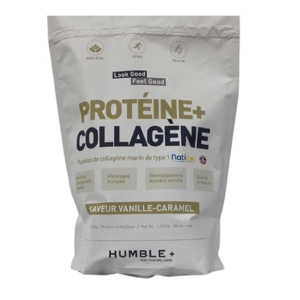 Humble+ - Protéine + Collagène à la vanille-caramel - 600g