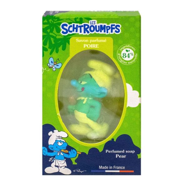 Le comptoir du bain - Savon pain parfum poire + 1 figurine les Schtroumpfs