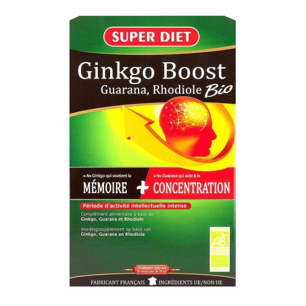 Superdiet - Ginkgo Guarana Rhodiole - 20 ampoules