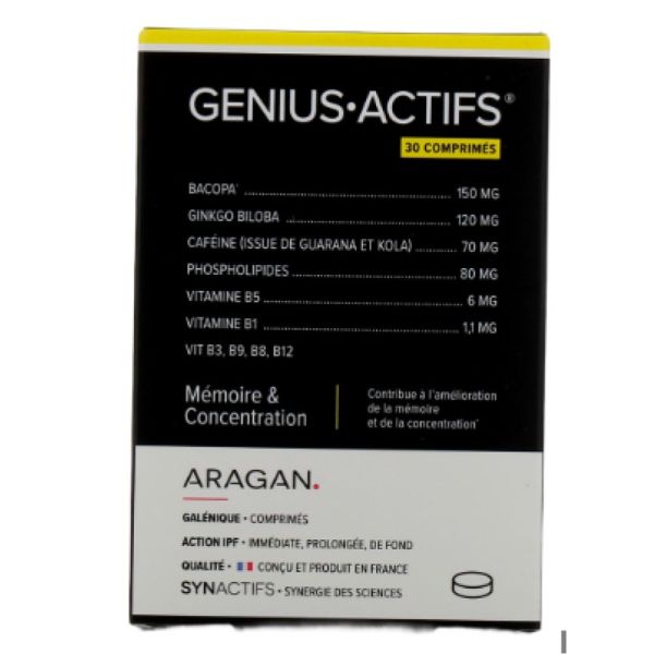 Synactifs - Genius actifs mémoire et concentration - 30 comprimés