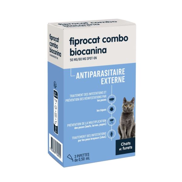 Biocanina - Fiprocat combo chats et furets - 3 pipettes