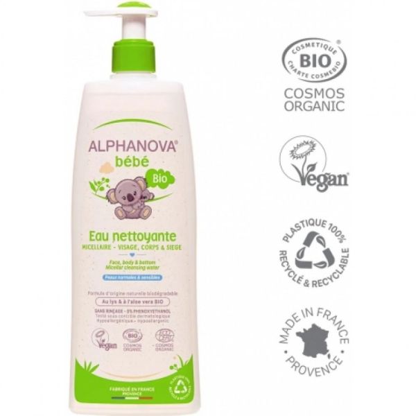 Alphanova Bébé - Eau nettoyante sans rinçage - 500 ml