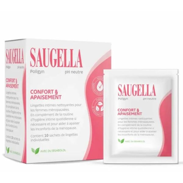 Saugella - Lingettes intimes confort et apaisement - 10 sachets