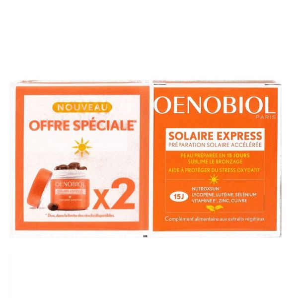 Oenobiol - Solaire Express préparation solaire accélérée - 2x15 capsules