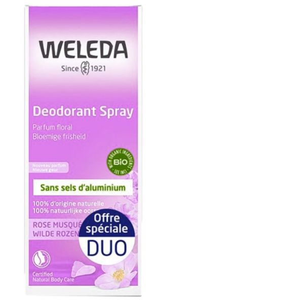 Weleda - Déodorant spray rose musquée lot de 2 - 2x100ml