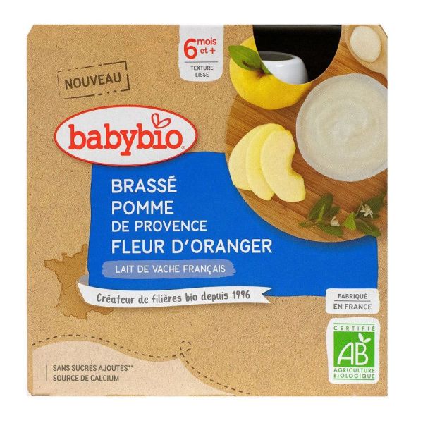 Babybio - Brassé pomme / fleur d'oranger - 4x85g