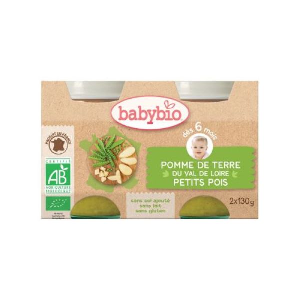 Babybio - Petits pois d'Aquitaine dès 6 mois - 2x130g
