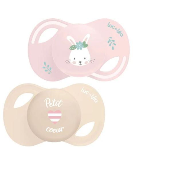 Luc et Léa - Duo de sucettes anatomiques extra-fines – Lapin et Petit Coeur -  2 unités