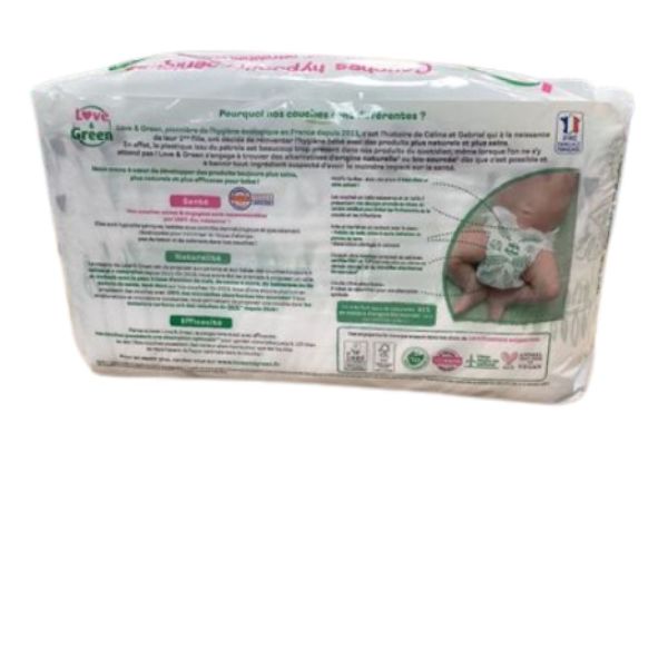 Love & Green Couches Hypoallergéniques Taille 1 (2-5 kg) - 44 Couches