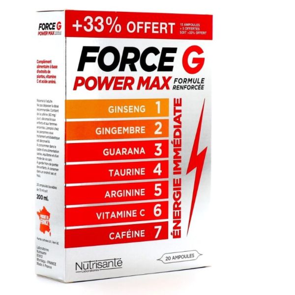 Nutrisanté - Force G Power Max Formule Renforcée 20 ampoules