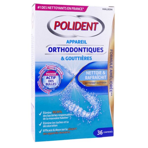 Polident - Nettoyant appareils orthodontiques - 36 comprimés