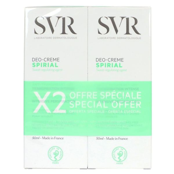 SVR - Spirial Déo-Crème Anti-Transpirant Intense 48H Lot de 2 x 50 ml